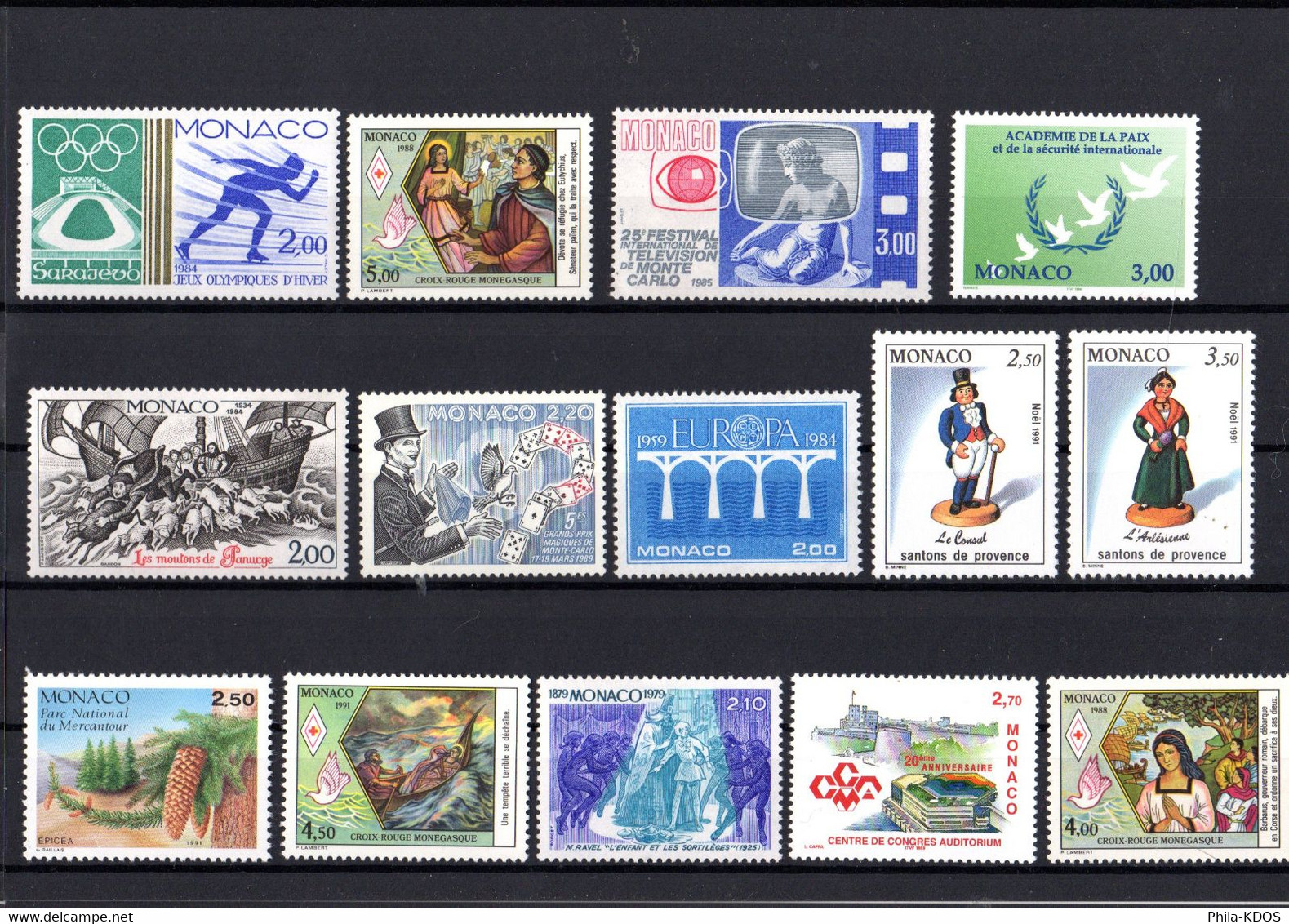 Sous La Faciale: " LOT DE TIMBRES NEUFS ** MNH DE MONACO " Avec Carte De Présentation. - Collections, Lots & Séries