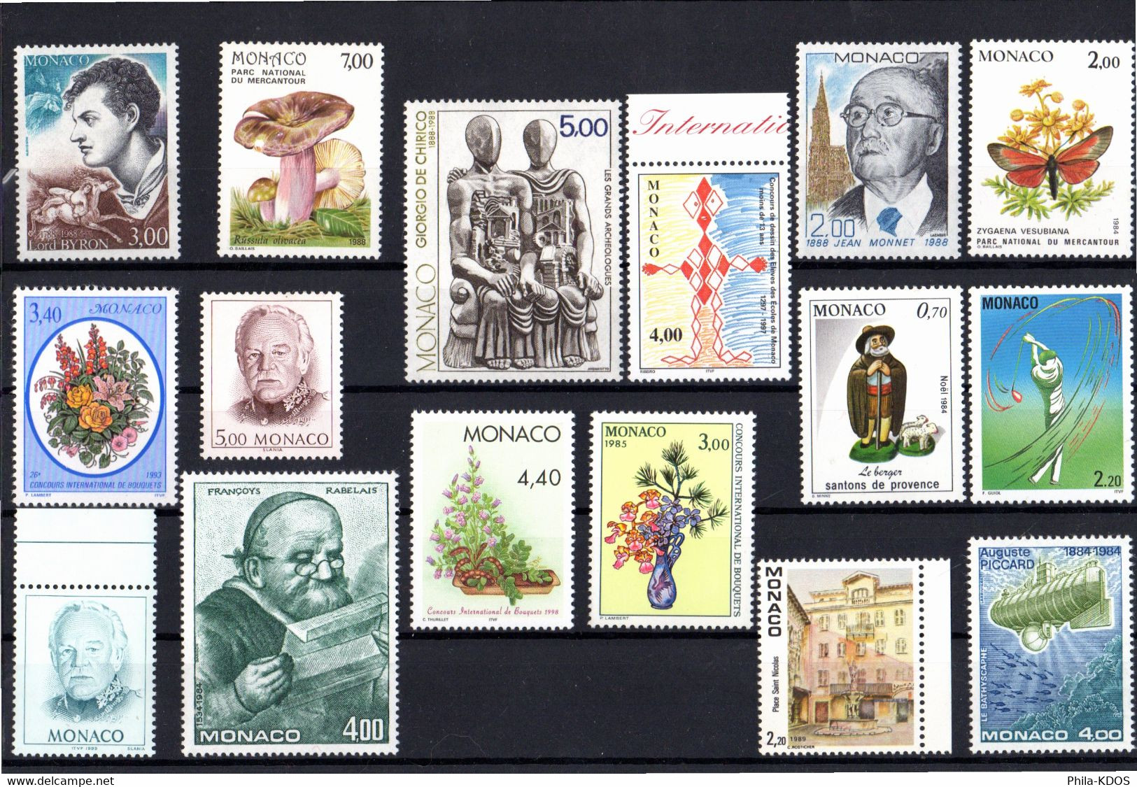 Sous La Faciale : " LOT DE TIMBRES NEUFS ** MNH DE MONACO " Avec Carte De Présentation. - Collections, Lots & Series