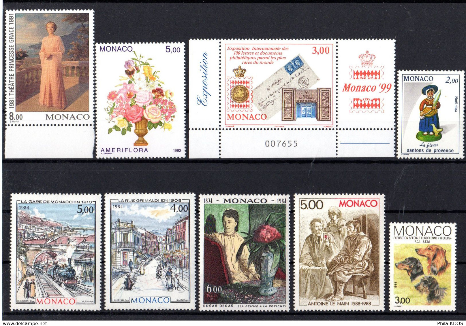 Sous La Faciale : " LOT DE TIMBRES NEUFS ** MNH DE MONACO " Avec Carte De Présentation. - Collezioni & Lotti