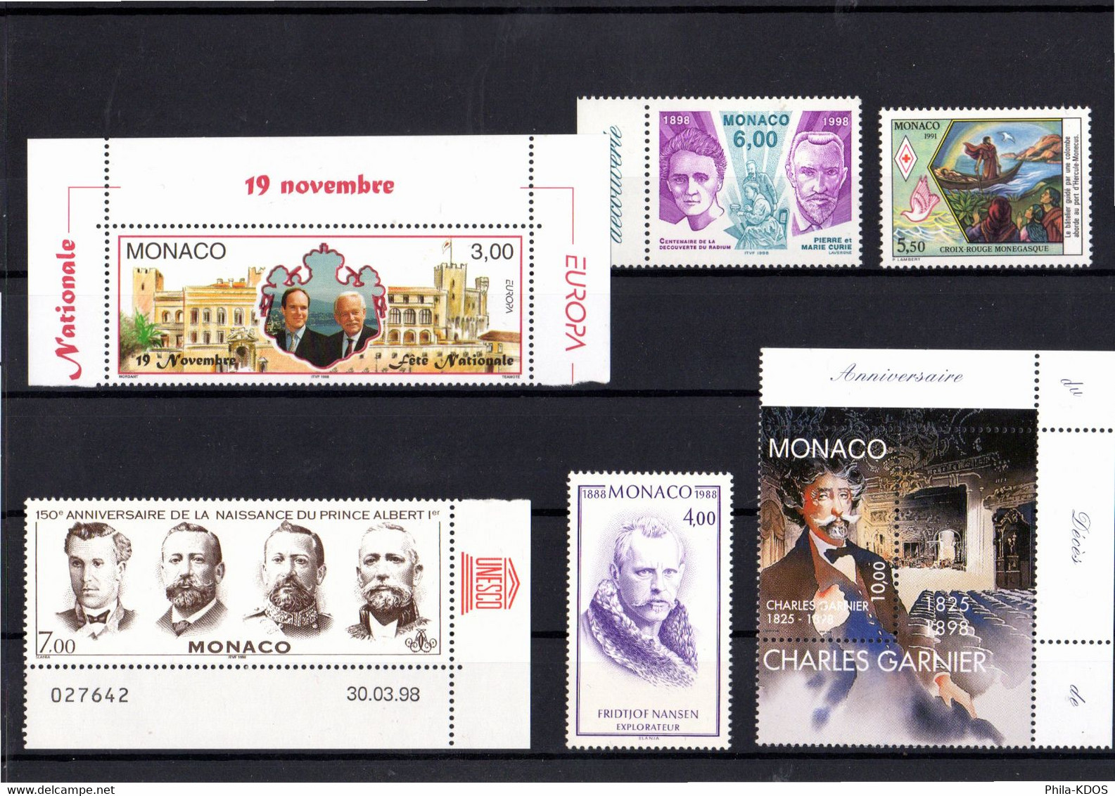 Sous La Faciale : " LOT DE TIMBRES NEUFS ** MNH DE MONACO " Avec Carte De Présentation. - Collections, Lots & Séries