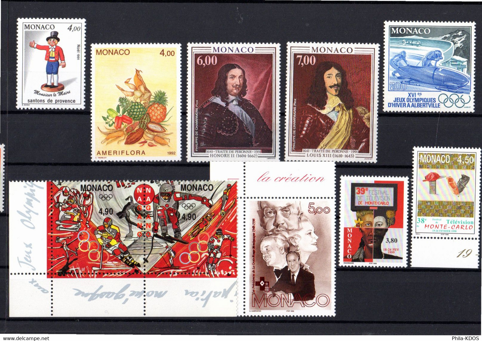 Sous La Faciale : " LOT DE TIMBRES NEUFS ** MNH DE MONACO " Avec Carte De Présentation. - Collections, Lots & Séries