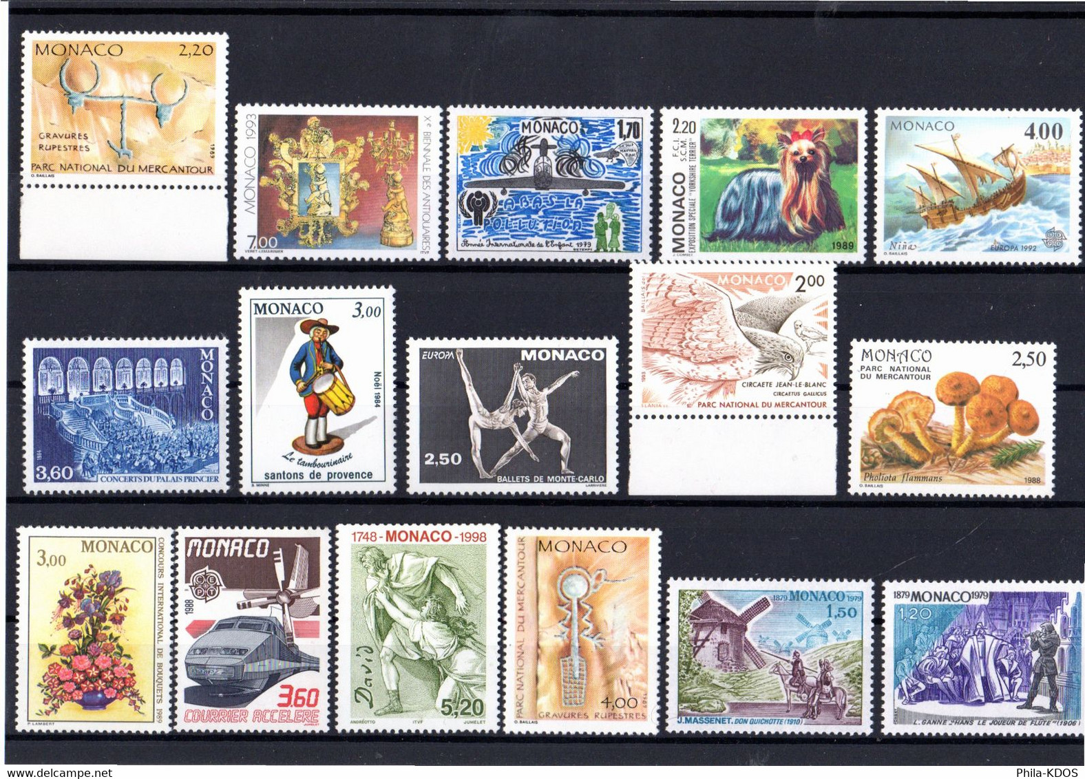 Faciale - 35 % : " LOT DE TIMBRES NEUFS ** MNH DE MONACO " Avec Carte De Présentation. - Collections, Lots & Séries