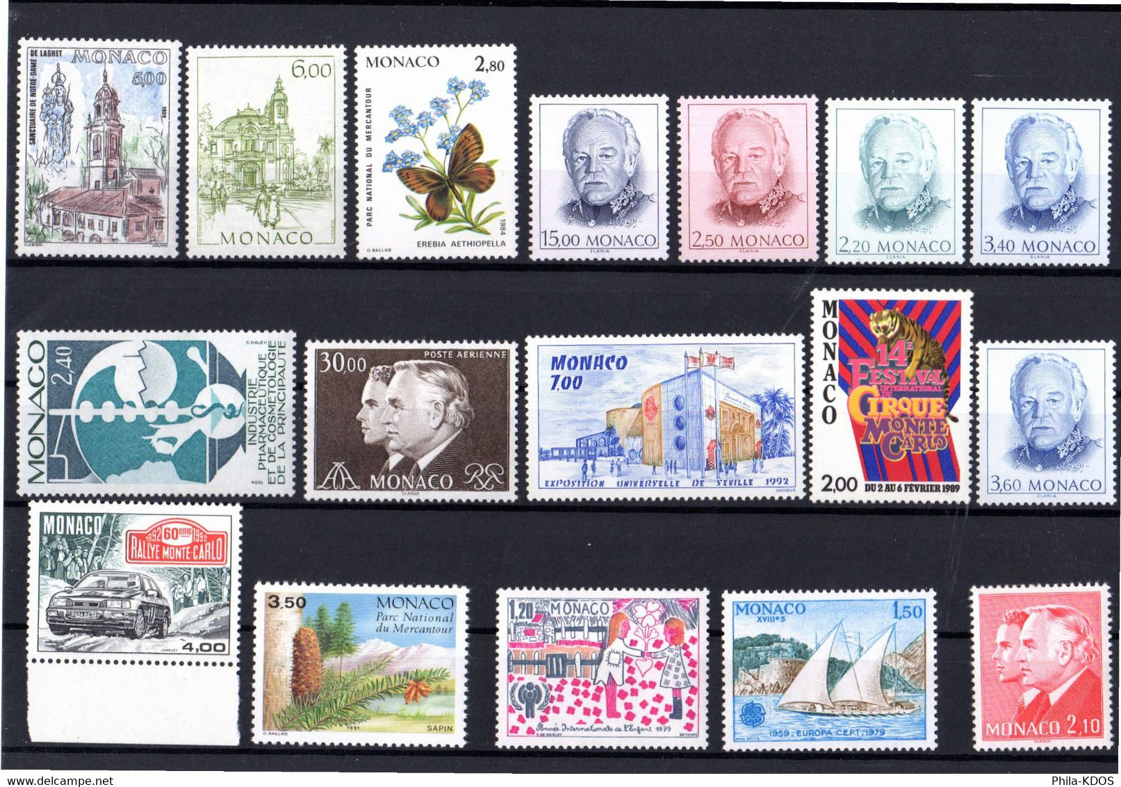 Sous La Faciale : " LOT DE TIMBRES NEUFS ** MNH DE MONACO " Avec Carte De Présentation. - Collections, Lots & Séries