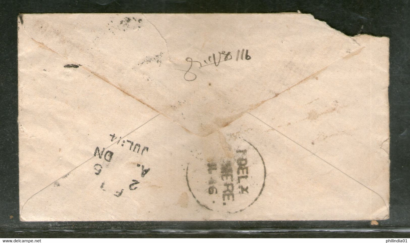 India QV ½An Blue Psenv With Bombay 1 Duplex Canc. To Ajmere Also Railway Canc. # 77 - Covers