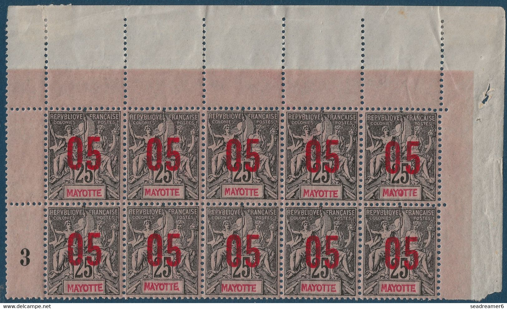 France Colonies Type Groupe Mayotte Bloc De 10 Millésime 3 & 1 Bde De 3 N°22AA & 25Aa **/* Tres Frais & TTB - Unused Stamps