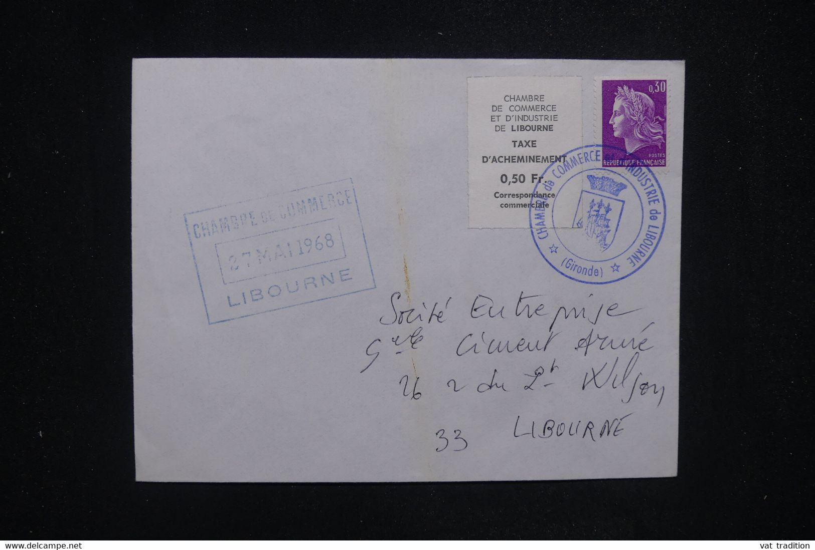 FRANCE - Timbre De Grèves De PTT De Libourne Sur Enveloppe En 1968 -  L 129903 - Documenten
