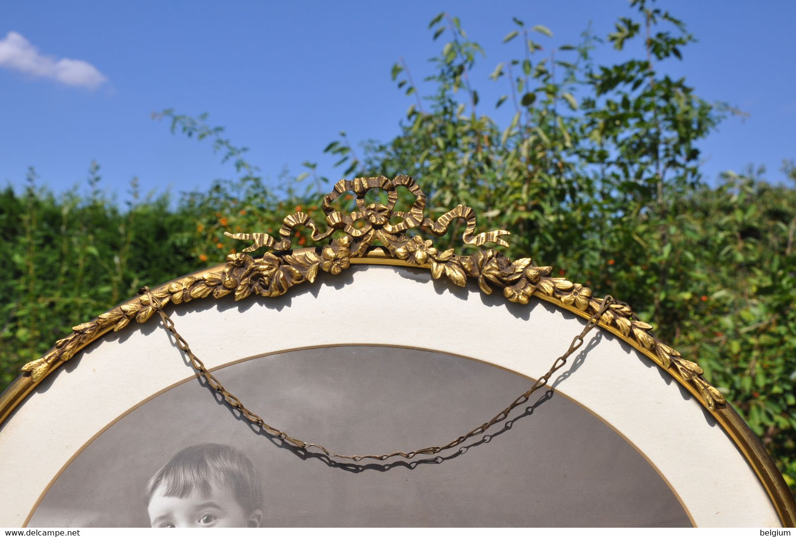 Cadre Oval Ancien En Laiton Decor Nœud (1) - Art Nouveau / Art Déco