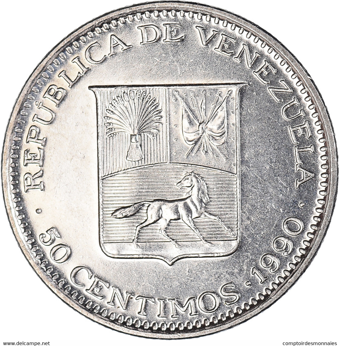 Monnaie, Venezuela, 50 Centimos, 1990 - Venezuela