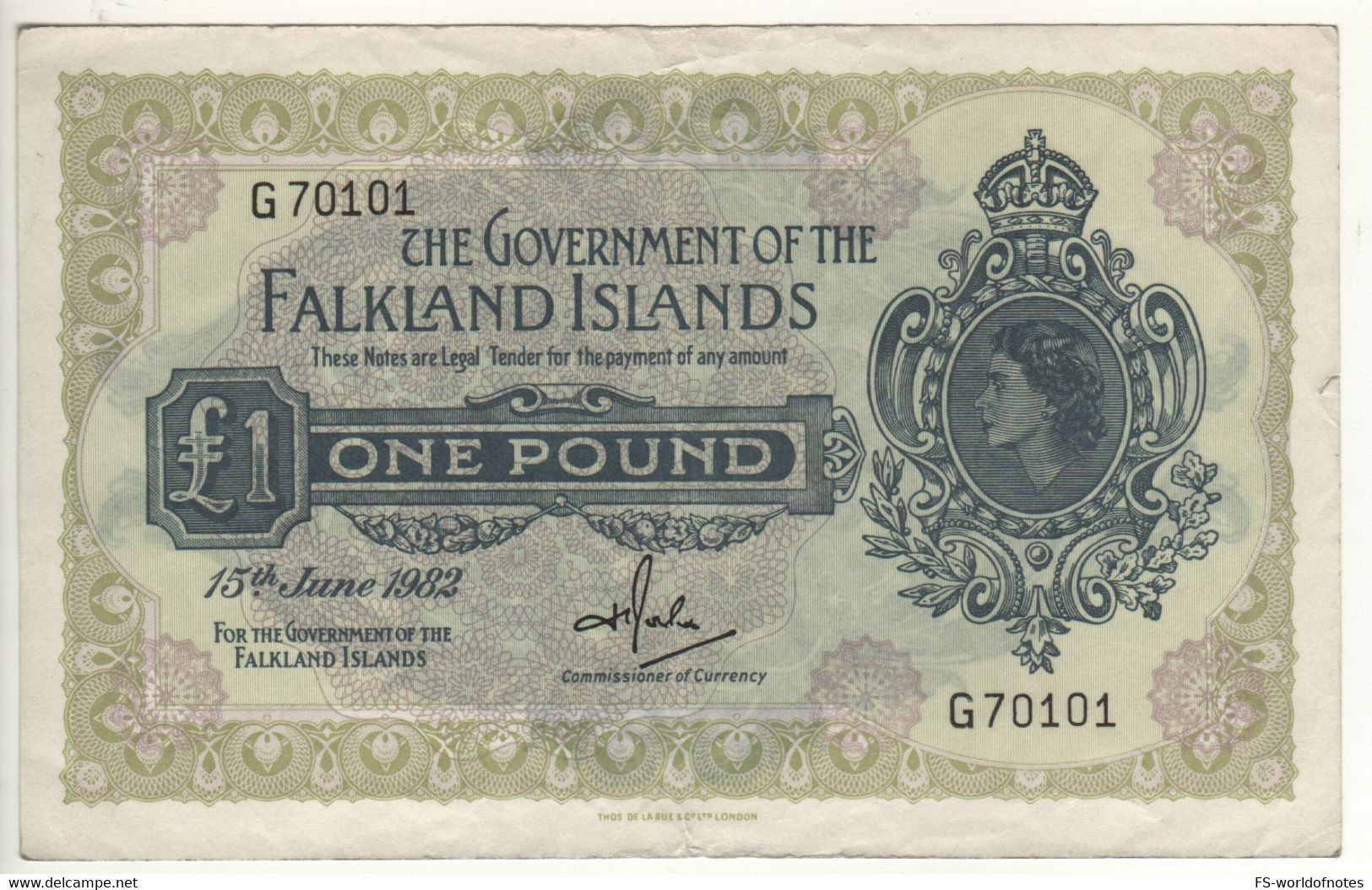 FALKLAND ISLANDS  1  Pounds P8d  Dated 15.06.1982  ( Queen Elizabeth II -) - Falkland