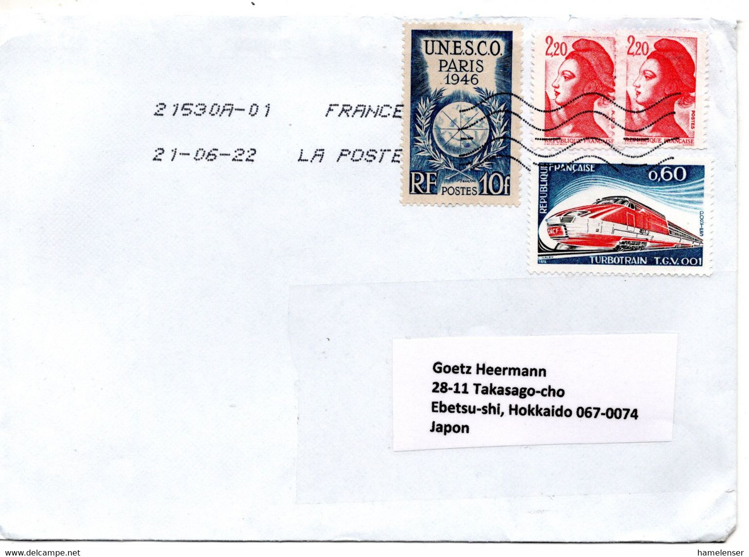 60669 - Frankreich - 2022 - MiF Alte & Neue Francs & Bereits Gebrauchte Marken A Bf 21530A-01 -> Japan - Lettres & Documents