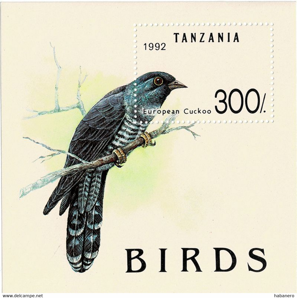 TANZANIA 1992 Mi BL 190 BIRD EUROPEAN COCKOO MINT MINIATURE SHEET ** - Cuckoos & Turacos