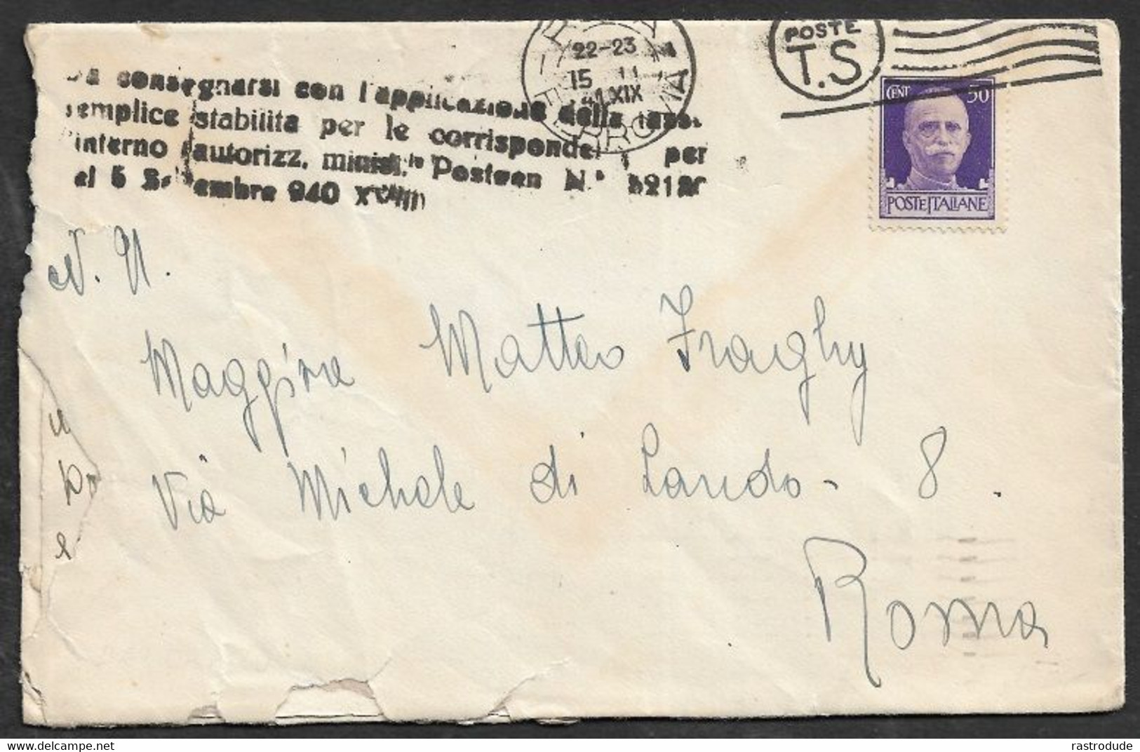 1941,11.2 - ALGERIA - COMMISIONE ITALIANA DI ARMISTIZIO DE LA FRANCIA (C.I.A.F) COVER WITH CONTENTS - Altri & Non Classificati
