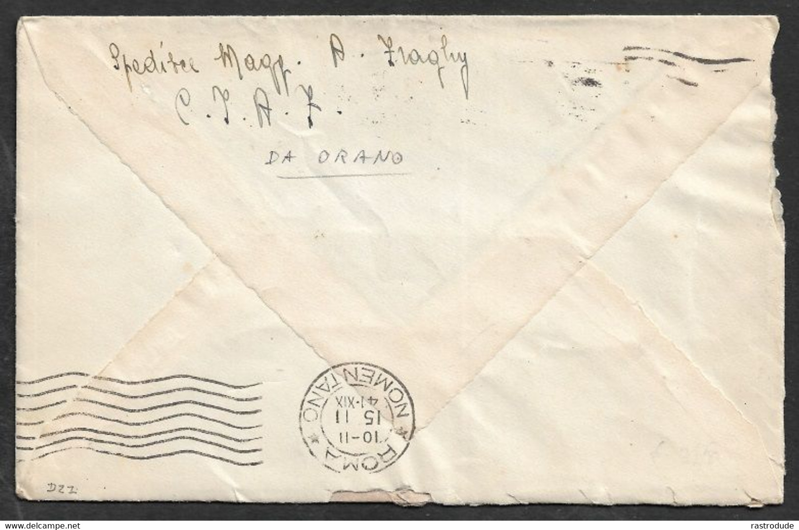 1941,11.2 - ALGERIA - COMMISIONE ITALIANA DI ARMISTIZIO DE LA FRANCIA (C.I.A.F) COVER WITH CONTENTS - Altri & Non Classificati