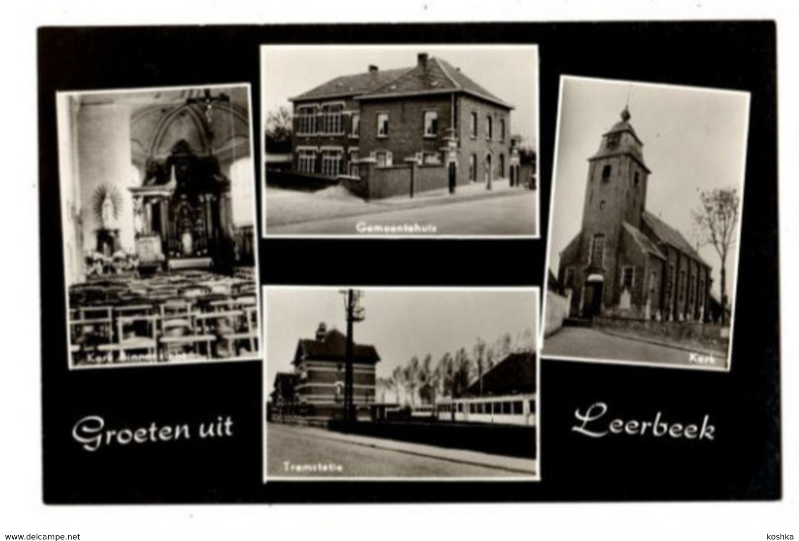 LEERBEEK - Verzameling 2 Kaarten - Groeten Uit + Binnenzicht Van De Kerk - Niet Verzonden - Echte Foto - Gooik