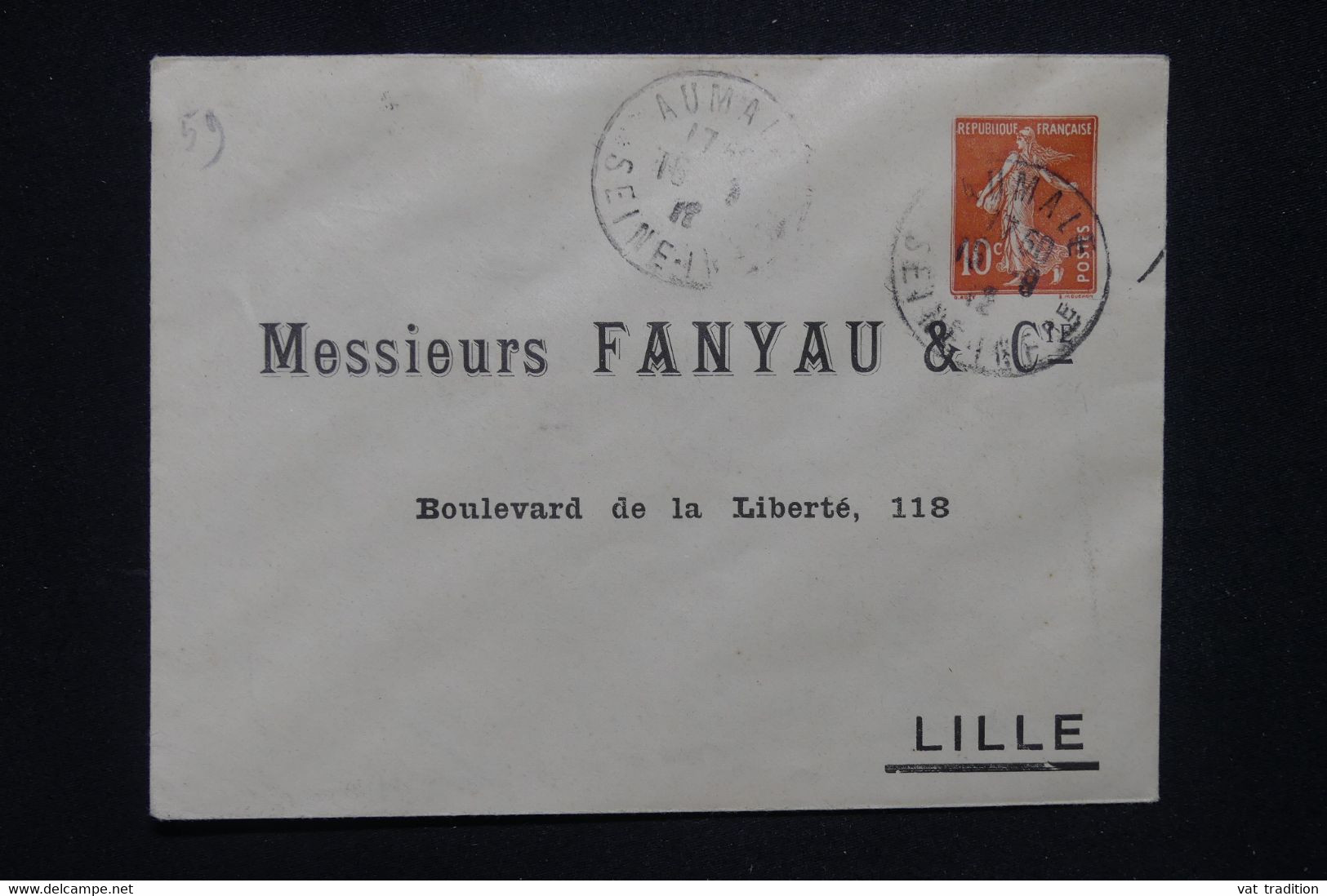 FRANCE - Entier Postal Semeuse ( Enveloppe ) Avec Repiquage Commerciale, De Aumale Pour Lille En 1912 - L 129950 - Overprinted Covers (before 1995)