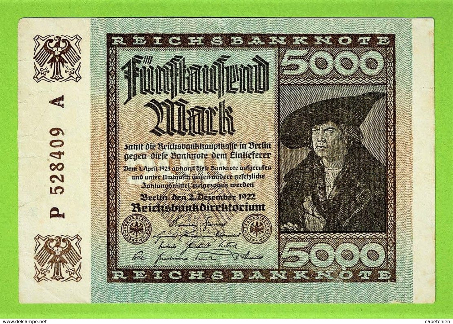 ALLEMAGNE / 5000 MARK / REICHSBANKNOTE / 02 - 12 - 1922 / PRESQUE NEUF - 5000 Mark