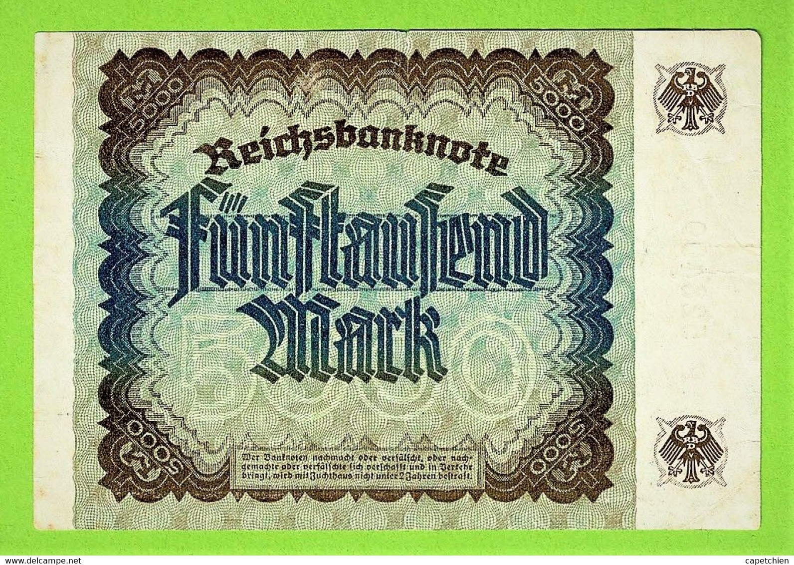 ALLEMAGNE / 5000 MARK / REICHSBANKNOTE / 02 - 12 - 1922 / PRESQUE NEUF - 5.000 Mark