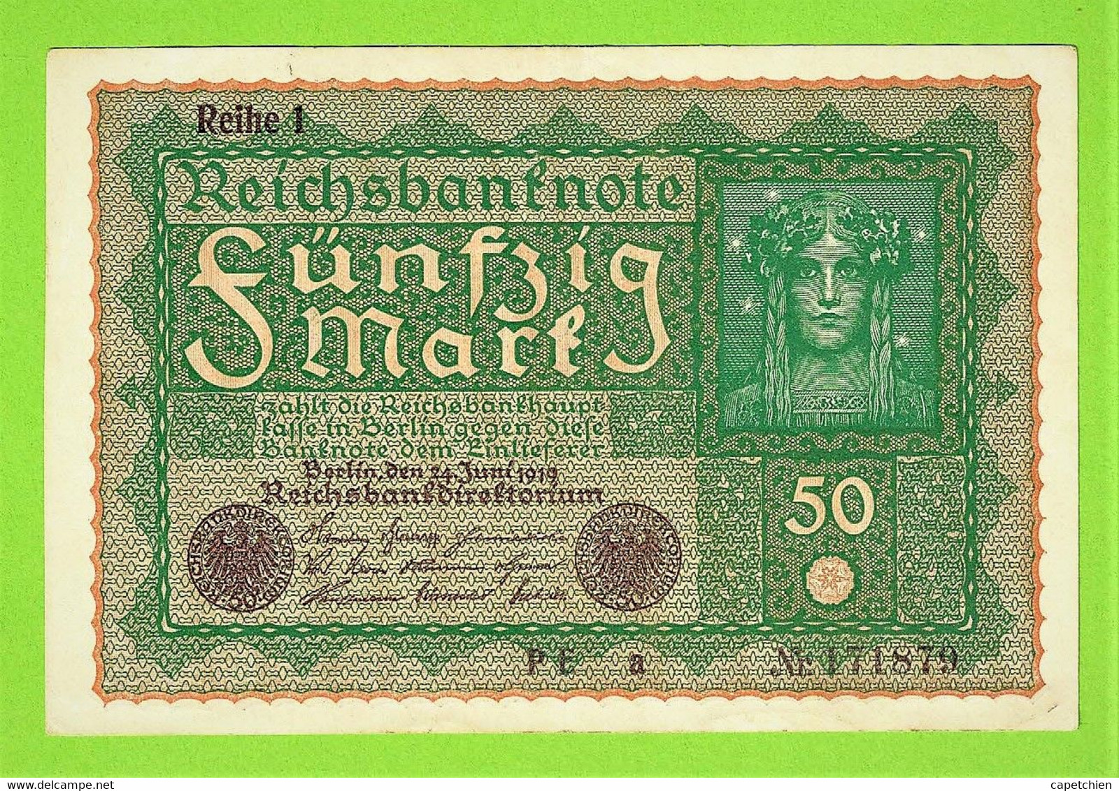 ALLEMAGNE / 50 MARK / REICHSBANKNOTE / 24 - 06 - 1919 / NEUF - 50 Mark