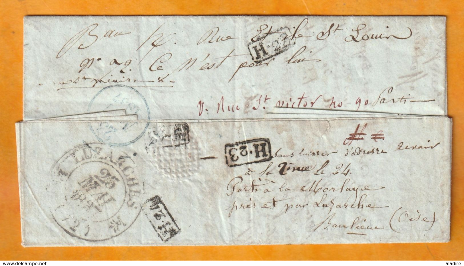 1837  - Lettre Pliée Avec Corresp Amicale De 3 P De RIVES, Isère Vers PARIS - Redirigée Vers Luzarches, Val D'Oise - 1801-1848: Voorlopers XIX