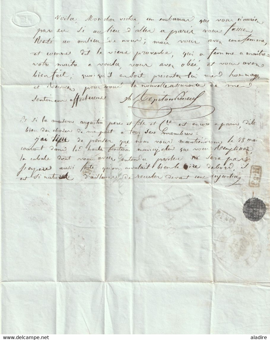 1837  - Lettre pliée avec corresp amicale de 3 p de RIVES, Isère vers PARIS - redirigée vers Luzarches, Val d'Oise