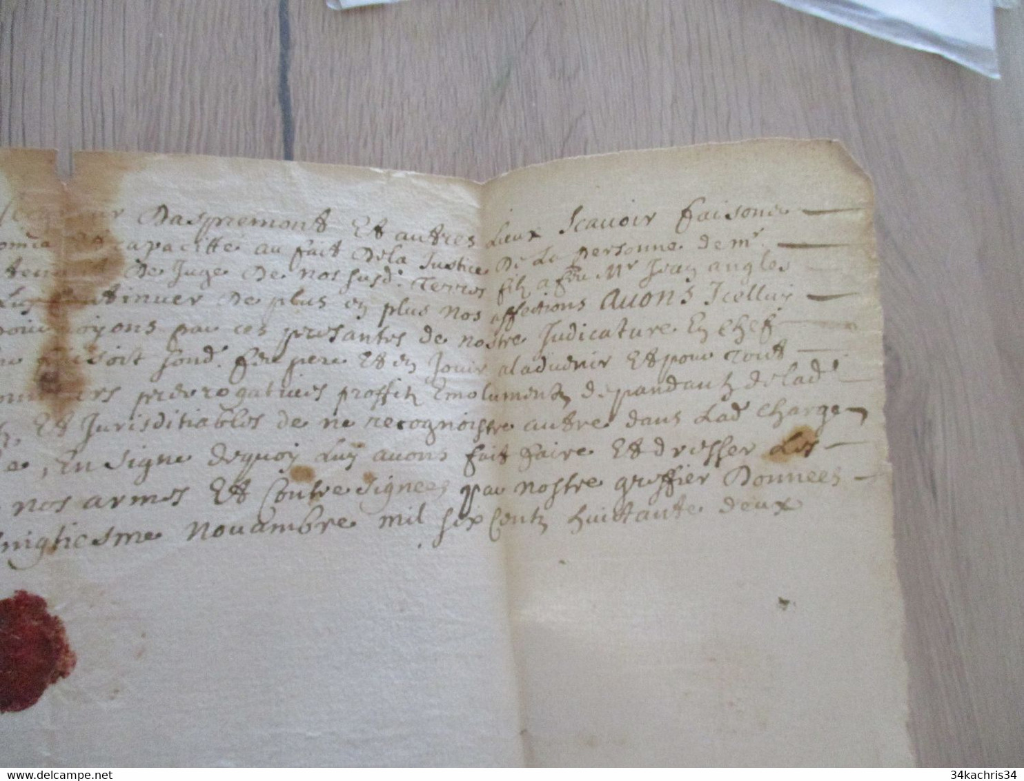 Pièce Signée Avec Sceaux SEIGNEUR D'ASPREMONT 1652 Charge Pour Mr Angles Veynes Basses Alpes En L'état - Andere & Zonder Classificatie