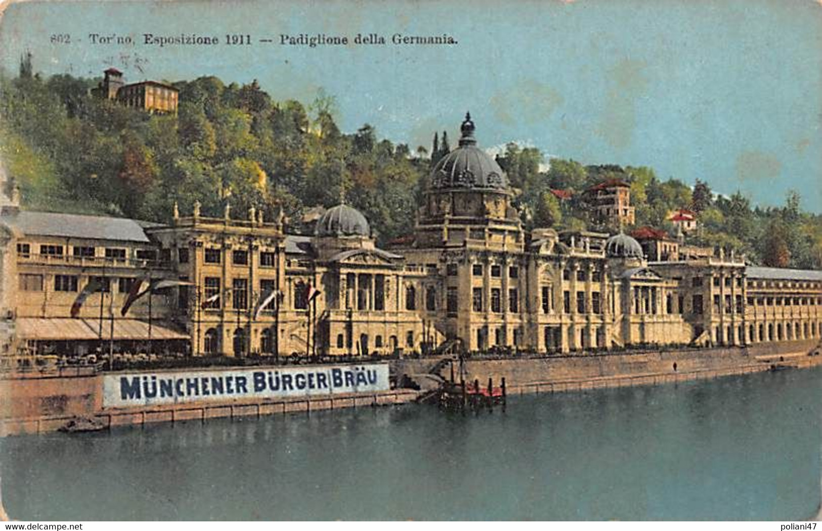 0762 "TORINO - ESPOSIZIONE 1911 - PADIGLIONE DELLA GERMANIA - MUNCHENER BURGER BRAU" VEDUTA. CART SPED 1911 - Tentoonstellingen