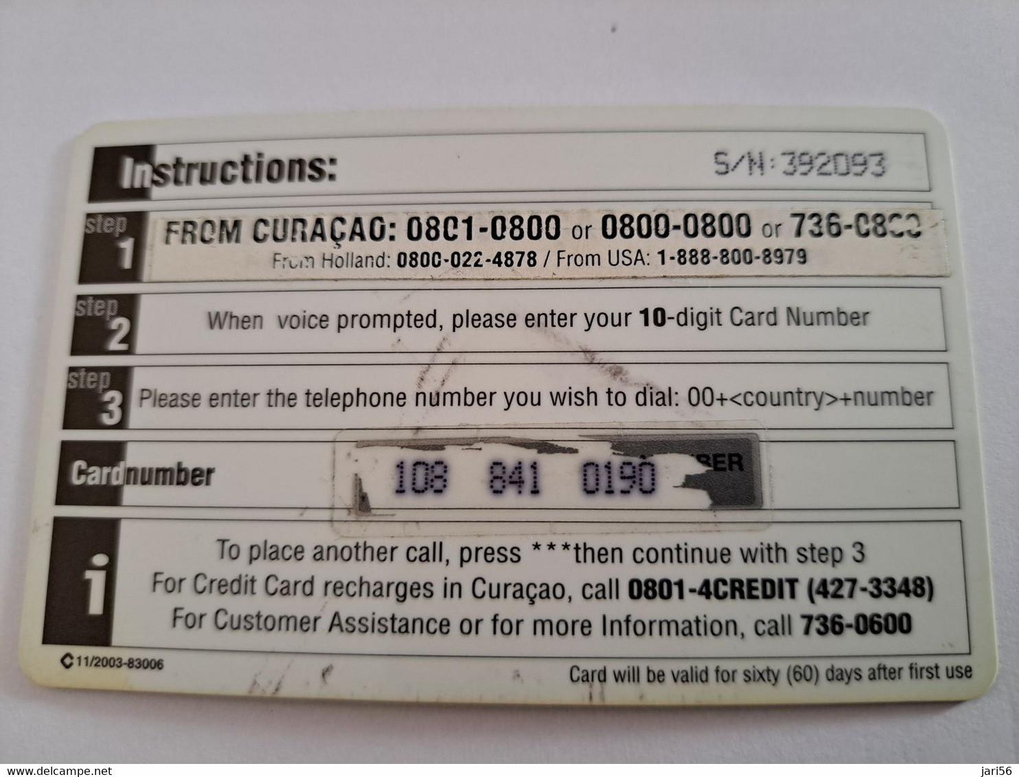 CURACAO NAF 10  CHRISTMAS PREPAID CALLINGCARD (RR)   EZ TALK THICK CARD    ** 10807** - Antille (Olandesi)