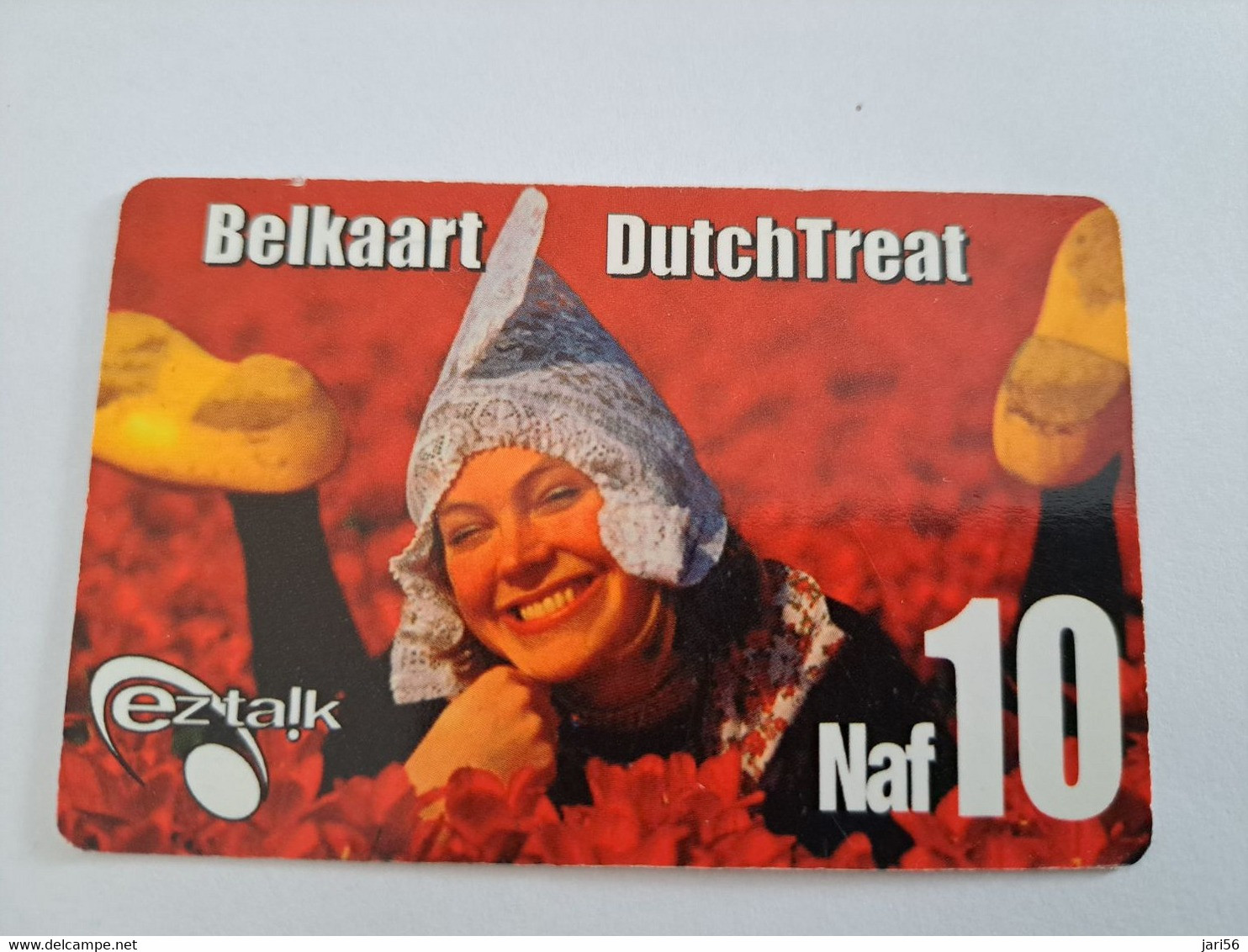 CURACAO NAF 10,- BELKAART DUTCH TREAT  SCARLET ( Diff Backside)   EZ TALK     ** 10808** - Antilles (Netherlands)