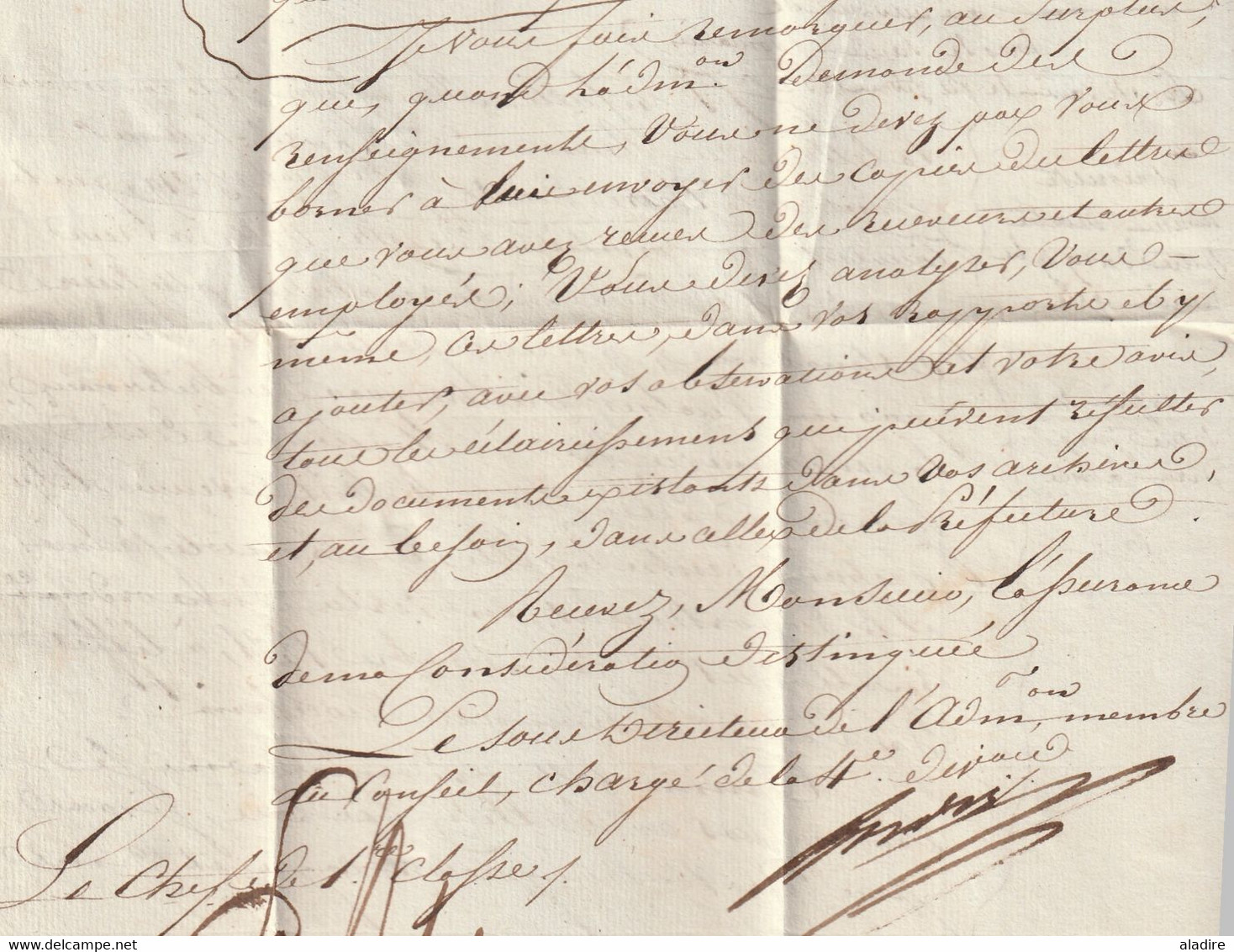 1832 - AFFRANCHI PAR ETAT Ministère des Finances Lettre pliée de Paris vers LONS LE SAUNIER, Jura - dateur en arrivée