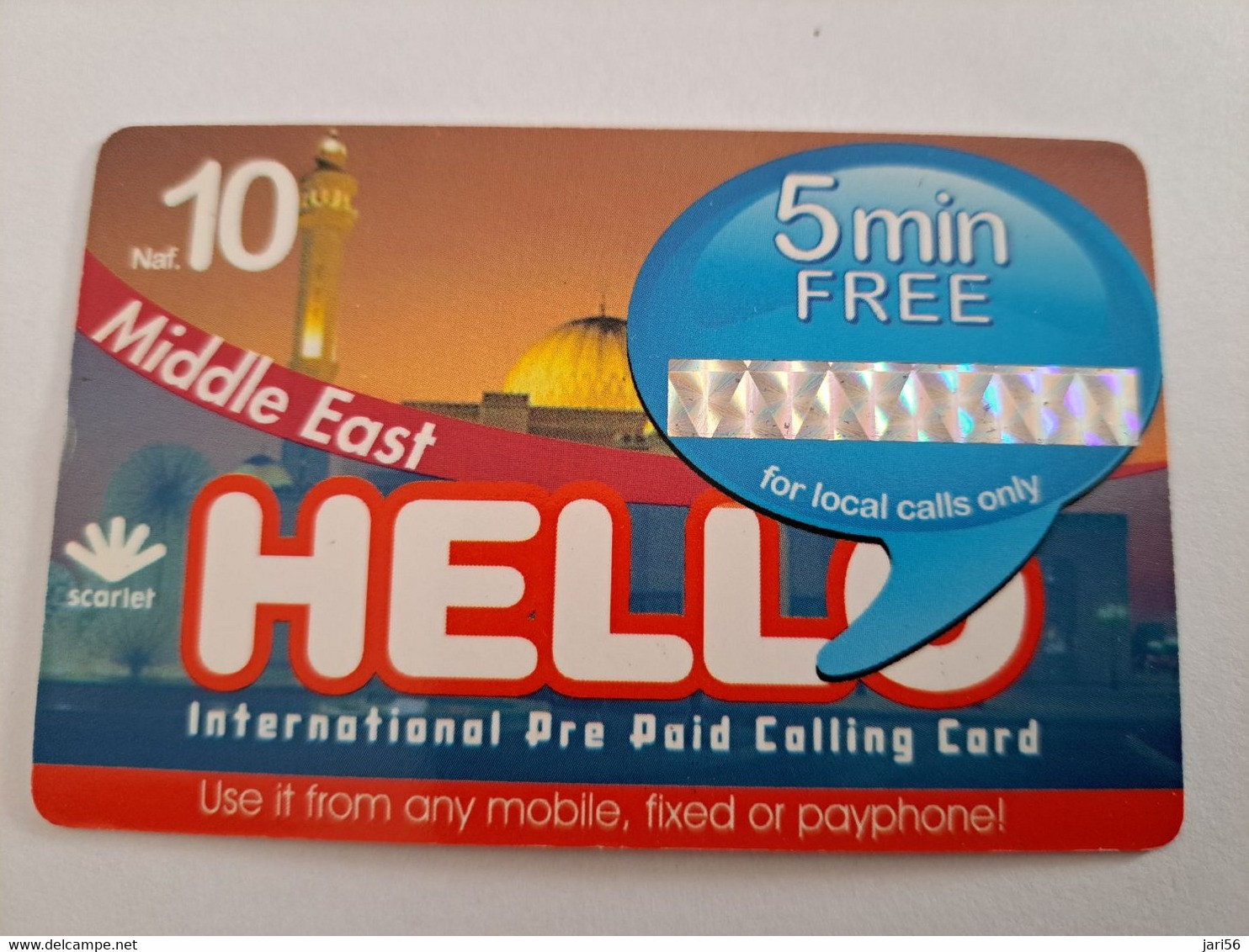 CURACAO NAF 10,- SCARLET/HELLO/MIDDLE EAST / 5MIN FREE EXTRA /SILVER STRIPE    / MINT CARD      ** 10812** - Antilles (Neérlandaises)