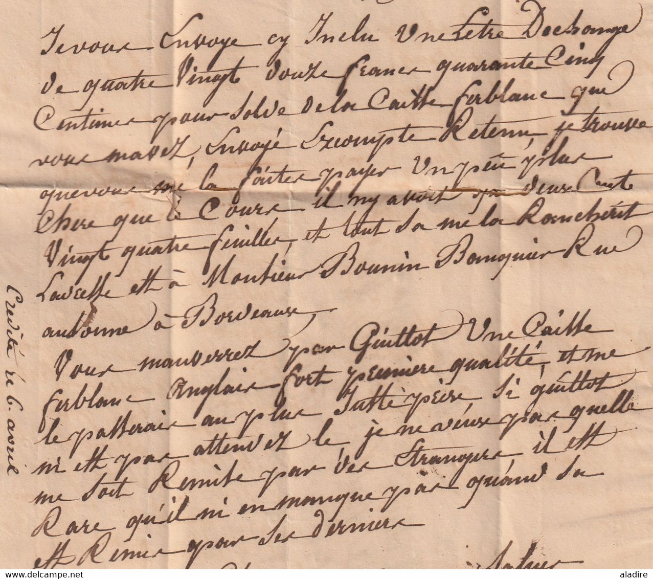 1830 - Marque postale 45 TONNEINS, Lot et Garonne et dateur sur Lettre pliée vers Bordeaux - dateur en arrivée