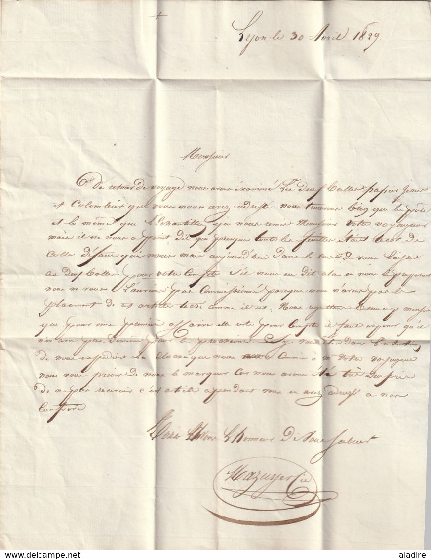 30 Avril 1829 - CACHET A DATE D' ESSAI sur Lettre pliée de LYON vers ANNONAY, Ardèche - dateur en arrivée