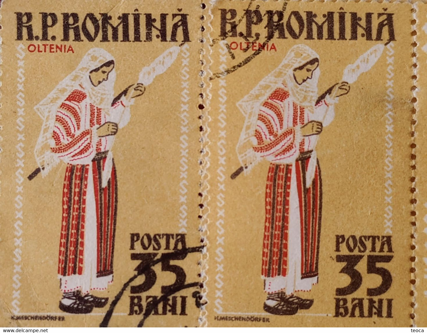 Errors Romania 1958 #1738/39A Printed With Errors  Traditional Popular Costume From Romanați, Oltenia Area - Variétés Et Curiosités