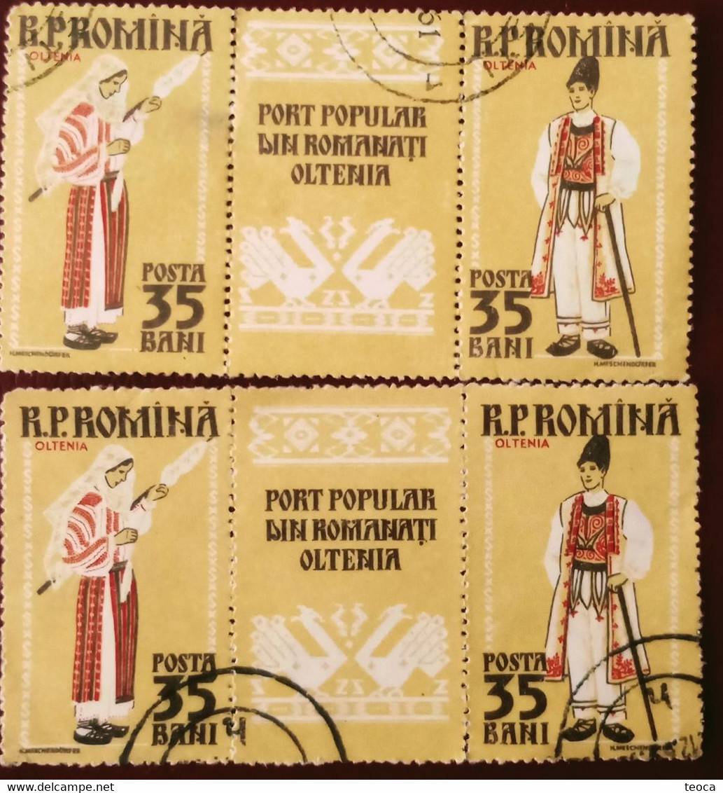 Errors Romania 1958 #1738/39A Printed With Errors  Traditional Popular Costume From Romanați, Oltenia Area - Abarten Und Kuriositäten