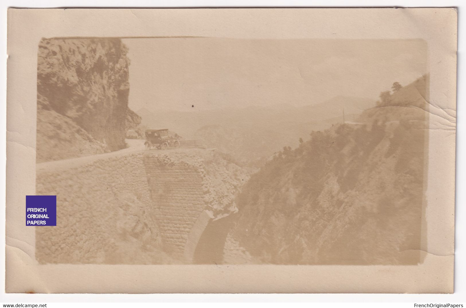 Campagne D'Orient 1917 Photo Route Pont Coupé Voiture Militaire Ancienne Greece Grèce WW1 Guerre 14-18 Armée A79-79 - Guerra, Militares