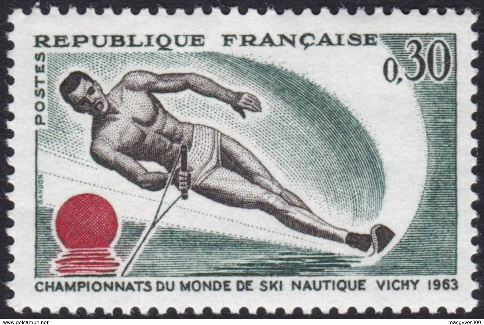 FRANCE, 1963, Ski Nautique ( Yvert 1395 ) - Wasserski