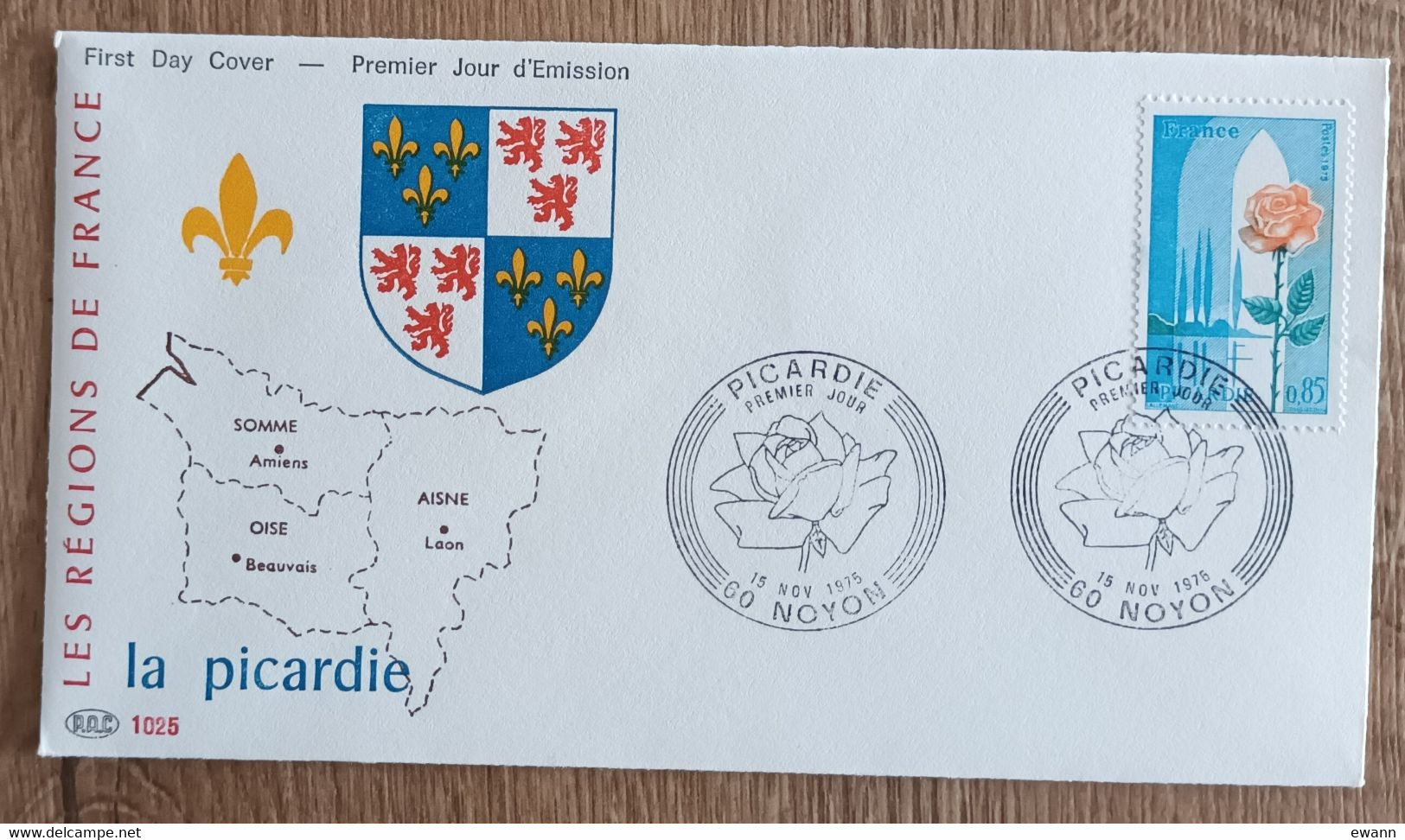 FDC 1975 - YT N°1847 - PICARDIE - NOYON - 1970-1979