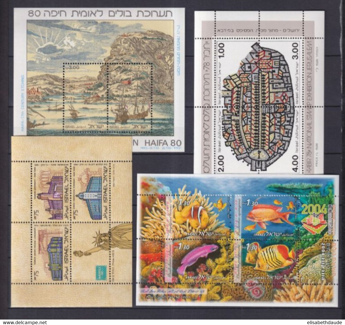 ISRAËL - 1957/2004 - COLLECTION 3 PAGES BLOCS - YVERT N° 2/13+17+20+31+69 ** MNH - COTE = 128.5 EUR. - Blocks & Kleinbögen