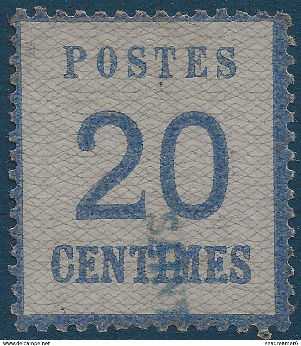 FRANCE Alsace Lorraine Occupation N°6, 20c Bleu Oblitéré Griffe Linéaire De Saint Nicolas Rare ! - Used Stamps