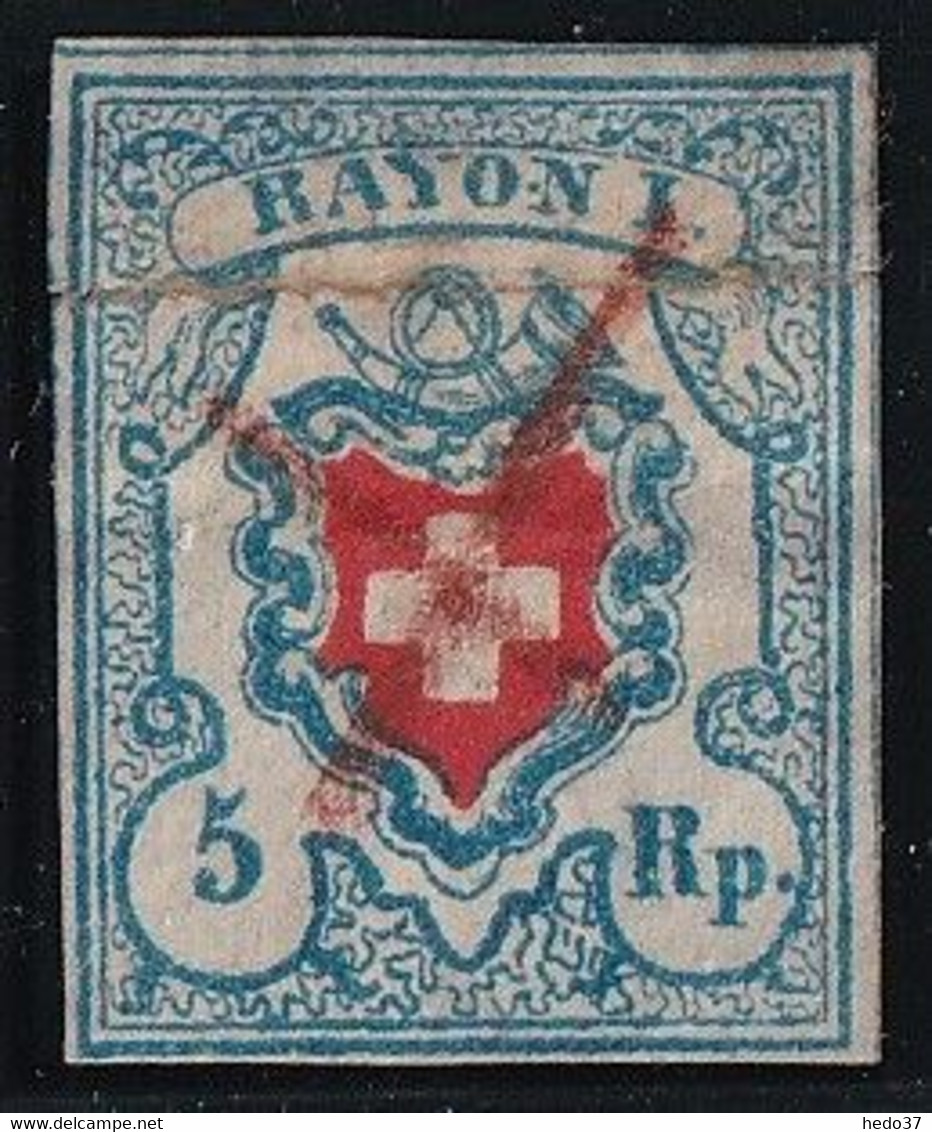 Suisse N°14 - Oblitéré - Déchirure - B - 1843-1852 Kantonalmarken Und Bundesmarken