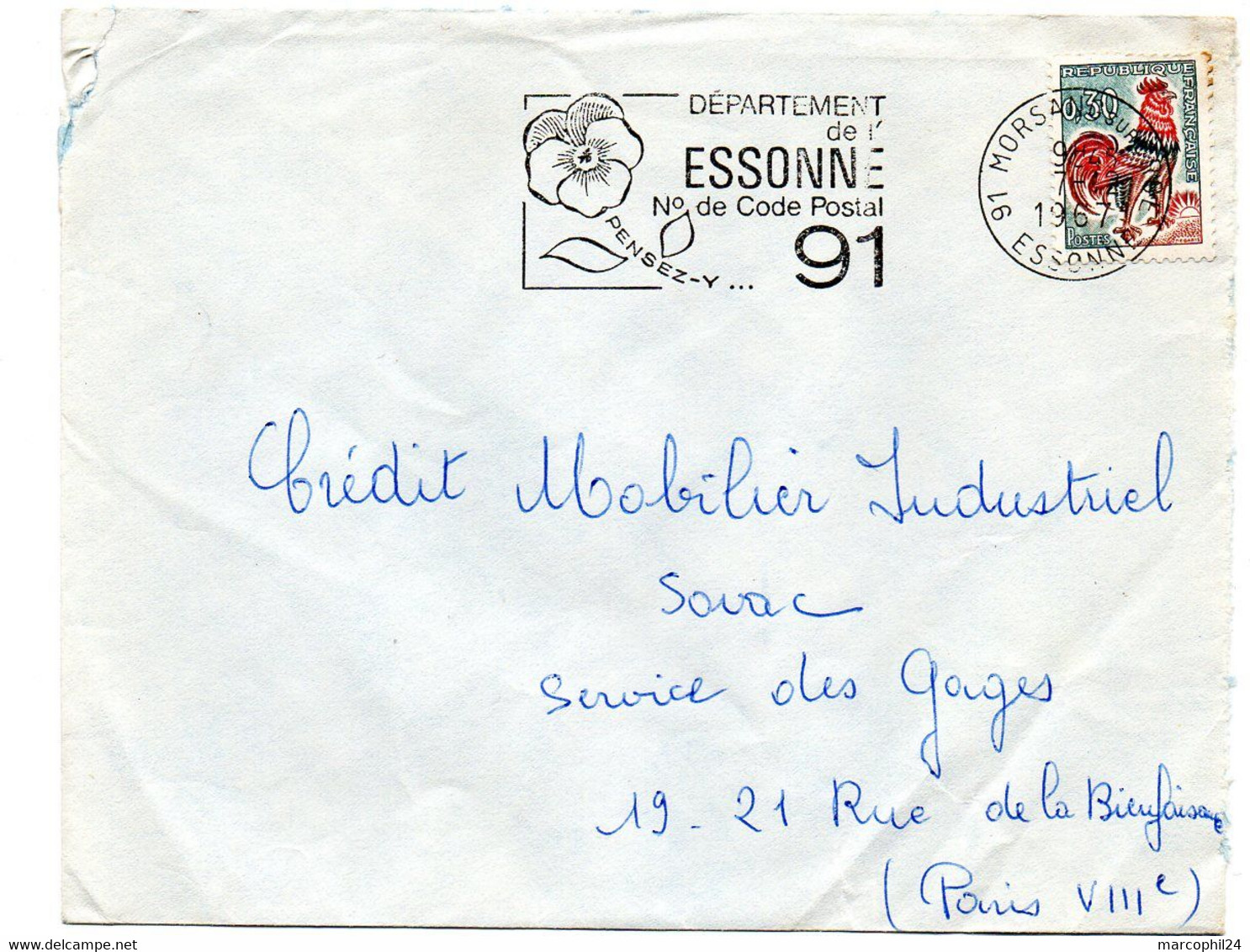 ESSONNE - Dépt N° 91 = MORSANG Sur ORGE 1967 = FLAMME Codée = SECAP Illustrée ' N° De CODE POSTAL / PENSEZ-Y ' - Code Postal