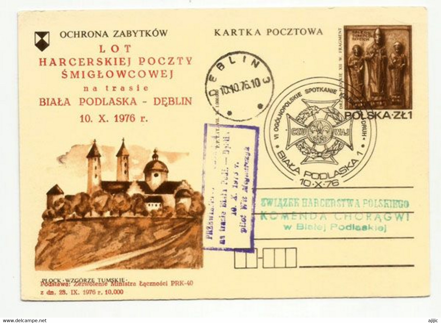 HELICOPTER POST : BIALA PODLASKA - DEBLIN.  10 OCT. 1976 - Posta Aerea