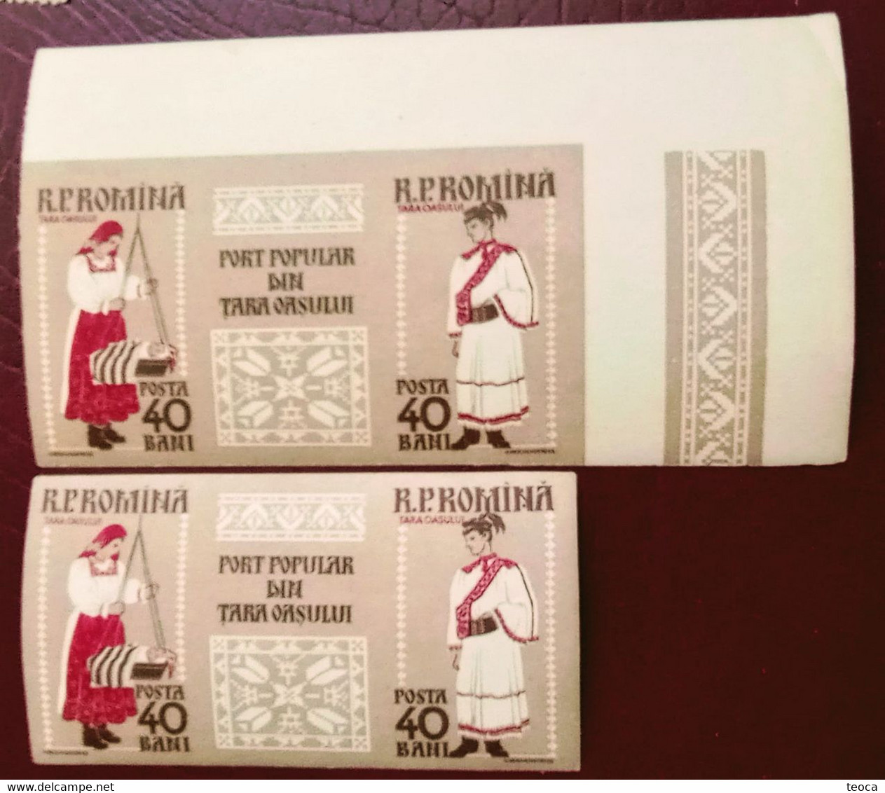 Stamps Errors Romania 1958  # MI 1740-41 B Printed With Errors  Traditional Popular Costume Țară Orașului Area - Abarten Und Kuriositäten