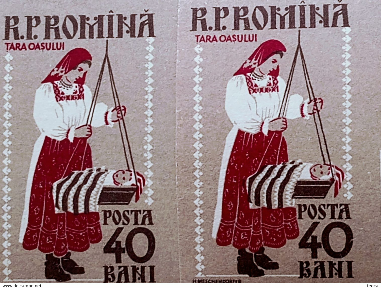 Stamps Errors Romania 1958  # MI 1740-41 B Printed With Errors  Traditional Popular Costume Țară Orașului Area - Errors, Freaks & Oddities (EFO)