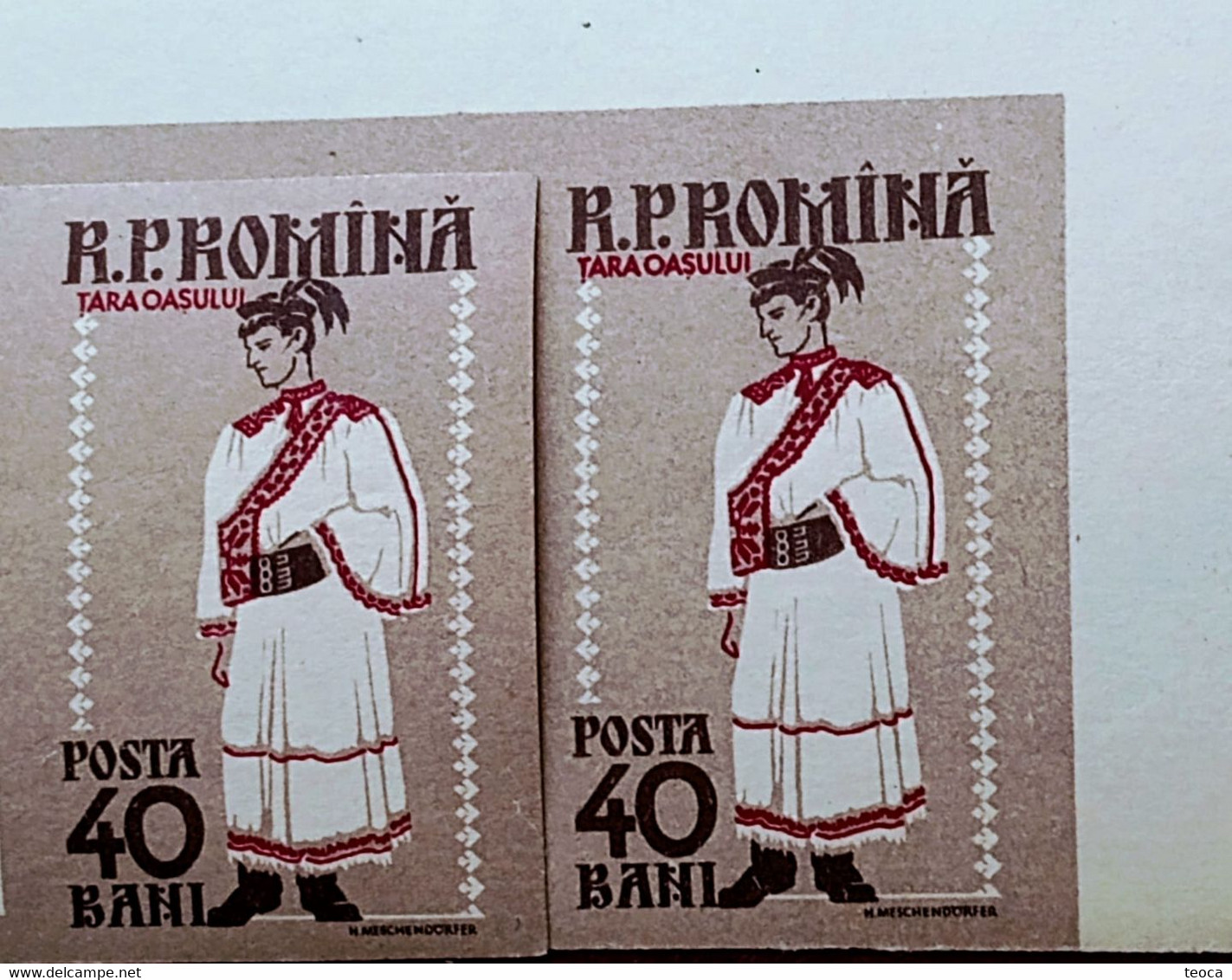Stamps Errors Romania 1958  # MI 1740-41 B Printed With Errors  Traditional Popular Costume Țară Orașului Area - Abarten Und Kuriositäten