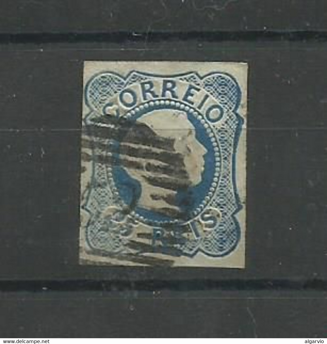 Portugal. 1856/58. # 12,D Pedro,cabelos Anelados,25rs Azul Margens Curtas,usado. Lt 461 - Oblitérés