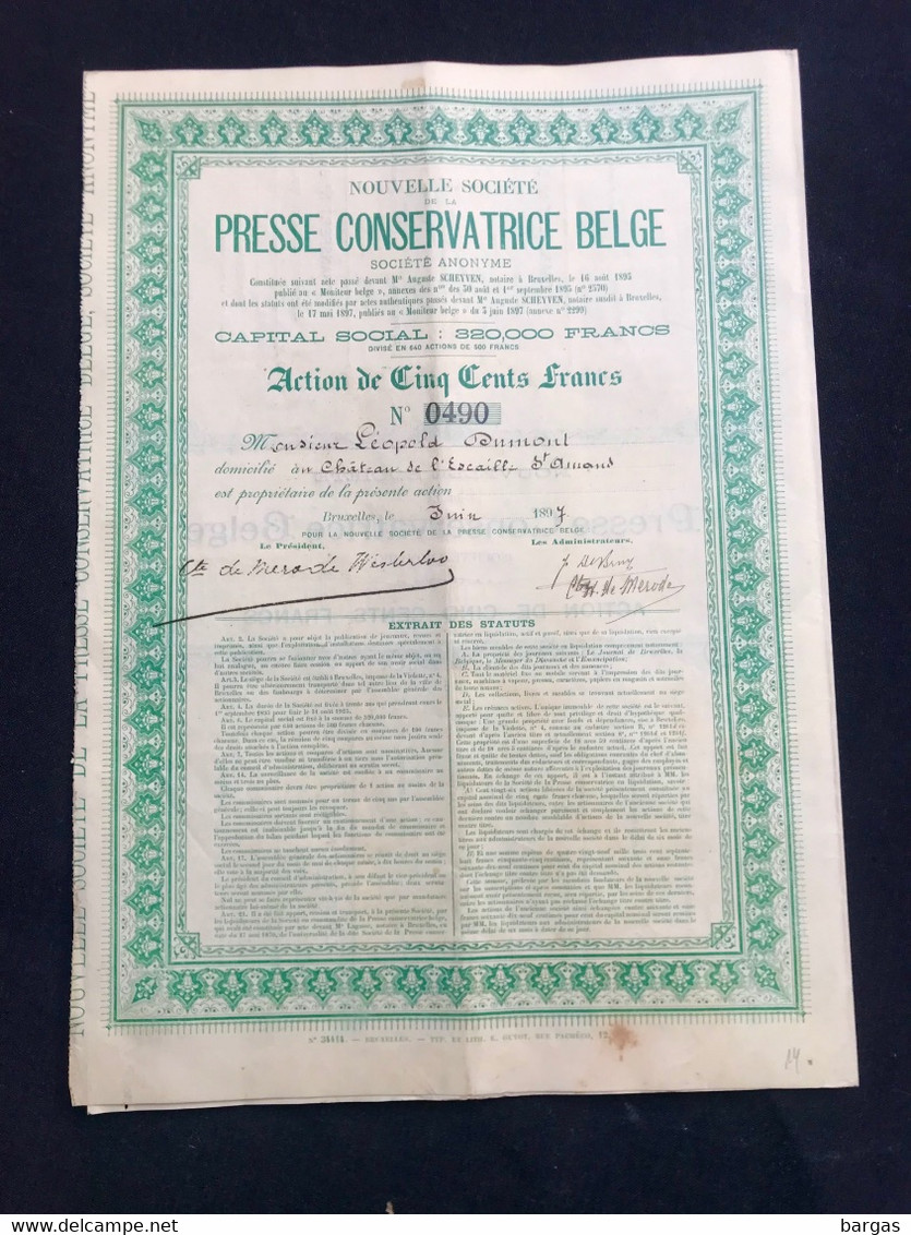 Presse Conservatrice Belge Comte De Merode De Westerloo Dumont Château De L'escaille Saint Amand Fleurus - Navegación