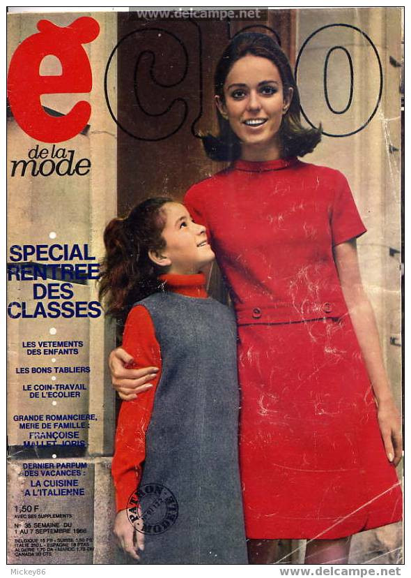 ECHO De La MODE--n° 35--1 Au 7 Septembre 1968-- - Fashion