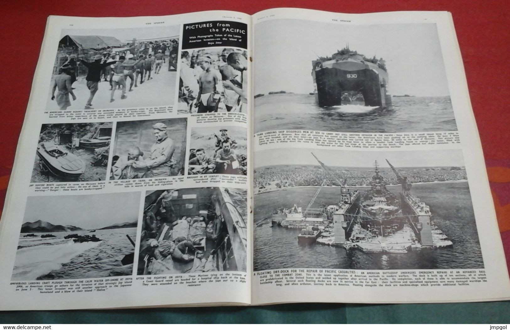 WW2 The Sphere 4 Août 1945  Procés Petain Birmanie Occupation Berlin Secteurs Russe Anglais Américain Pacifique Okinawa - Esercito/Guerra