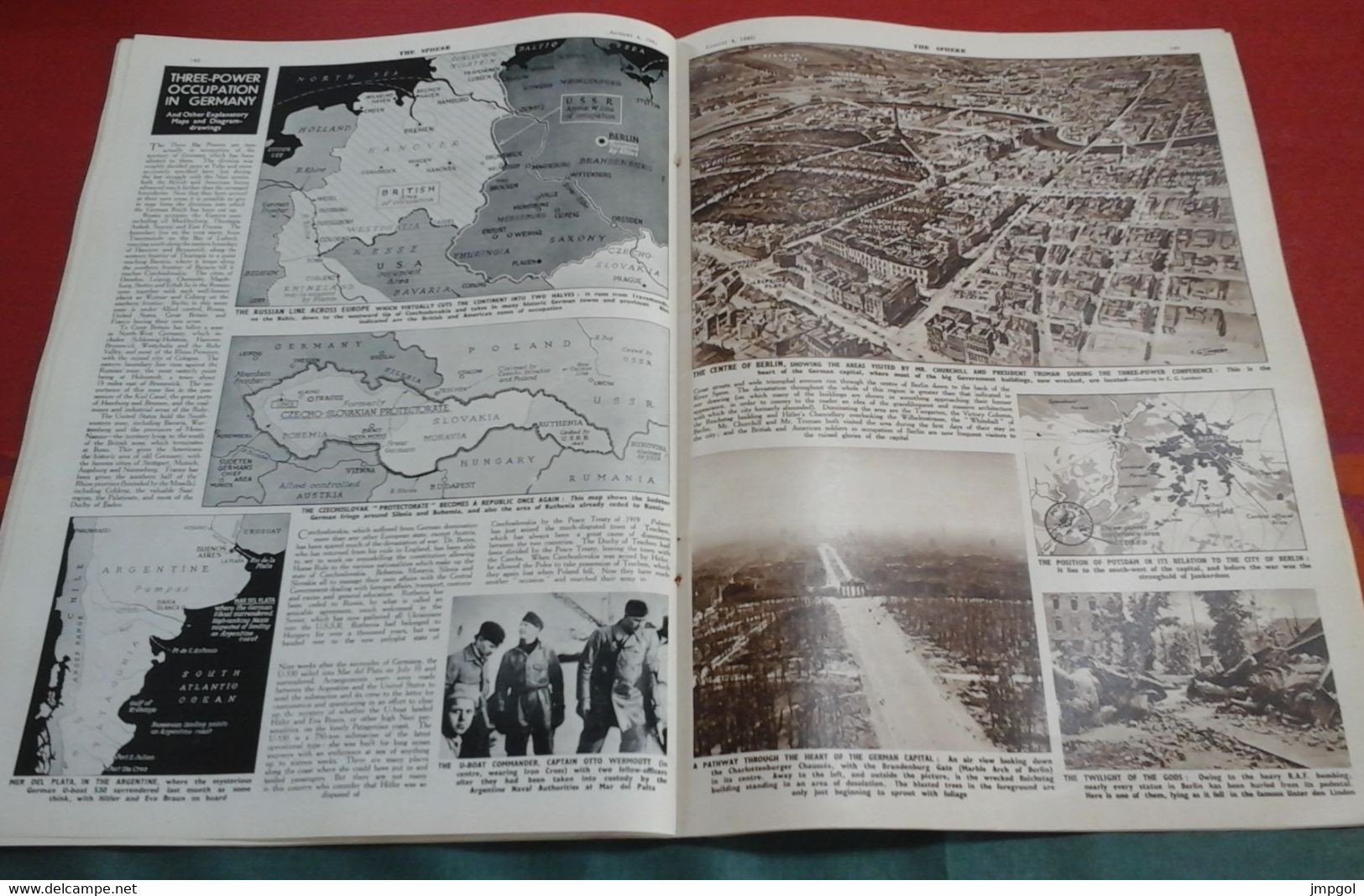 WW2 The Sphere 4 Août 1945  Procés Petain Birmanie Occupation Berlin Secteurs Russe Anglais Américain Pacifique Okinawa - Armée/ Guerre